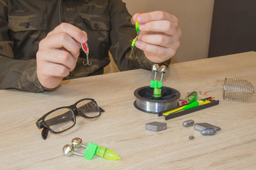 spinner with a triple hook for fishing in the hand