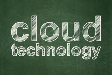 Fototapeta premium Cloud computing concept: text Cloud Technology on Green chalkboard background