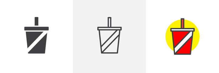 Soft drink icon. Line, solid and filled outline colorful version, outline and filled vector sign. Beverage symbol, logo illustration. Different style icons set. Pixel perfect vector graphics