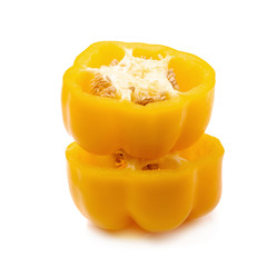 Yellow bell peppers Sliced isolated on a white background