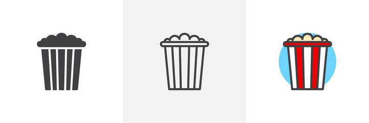 Popcorn box icon. Line, solid and filled outline colorful version, outline and filled vector sign. Symbol, logo illustration. Different style icons set. Pixel perfect vector graphics