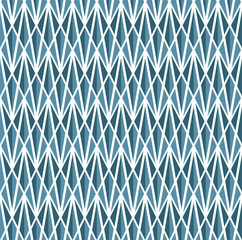 Geometric Blue Diamond Vector Seamless Pattern. Abstract Art Deco Background. Classic Stylish Texture.
