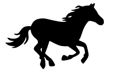 Galoppierendes Pferd / Vektor, schwarz-weiß, freigestellt