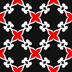 Seamless pattern. Floral red and black 3d background