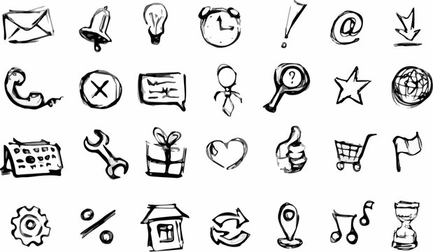 Web icons set in sketch style