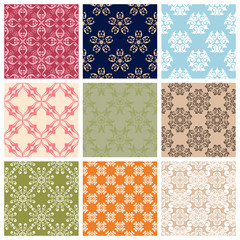 Floral seamless pattern. Colored set with flower elements. 