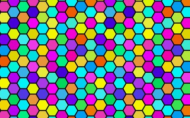 Honeycomb many color, multicolored. Isometric geometry. 3D illustration