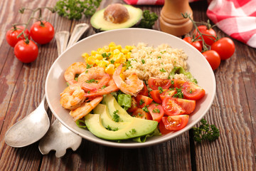 mixed vegetable salad and shrimp