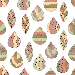 Colorful seamless pattern with leaf. Autumn seamless pattern. Doodle leaves vector texture. Botanical floral backdrop.