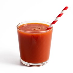 Tomato juice in a glass isolated on a white background