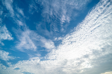 Naklejka na ściany i meble Clear blue sky with clouds background