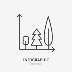 Infographic flat line logo, tree growth icon. Data visualization vector illustration. Sign for business statistic.