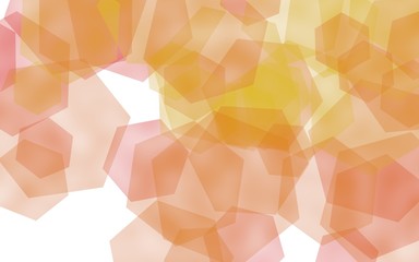 Multicolored translucent hexagons on white background. Orange tones. 3D illustration