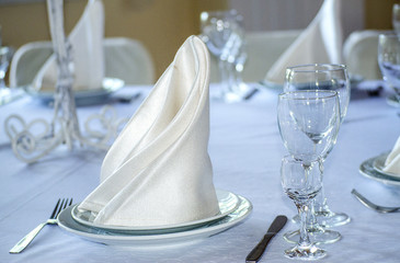table setting in the restaurant