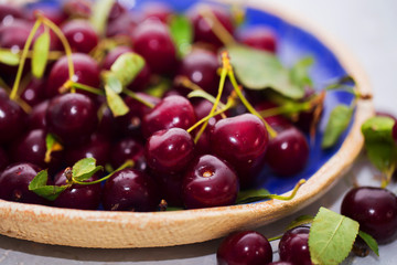 ripe juicy cherry. advertising juice, healthy lifestyle, diet, nutrition.