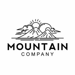 Line art and Landscape Mountain Vector Illustration