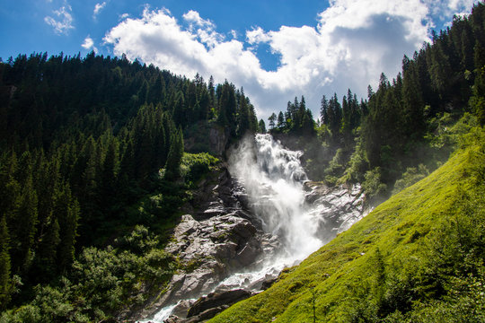 Impressive view on the waterfalls of krimml in austria (Krimmler Wasserf&auml;lle)