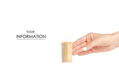 Toothpicks in hand pattern on white background isolation