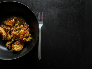 Vegetable stew with chicken. Asian cuisine