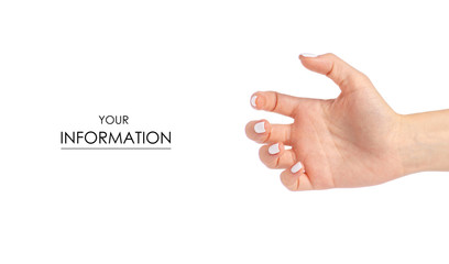 Female hand holding pattern on white background isolation