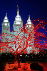 Salt Lake City Mormon LDS Latter-day Saint Temple for Religion Christmas Lights