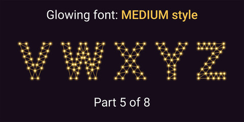 Fototapeta premium Golden Glowing font in the Outline style