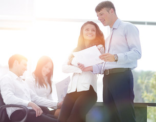 Fototapeta premium project managers discuss the documentation