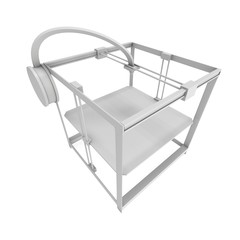 3D Printer isolated on white render illustration