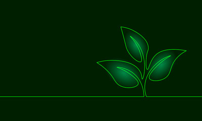 Single continuous line art growing sprout. Plant leaves seed grow soil seedling eco natural farm concept design one sketch outline drawing vector illustration