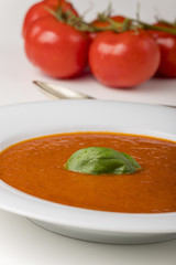 frische Tomatensuppe in einer Schüssel