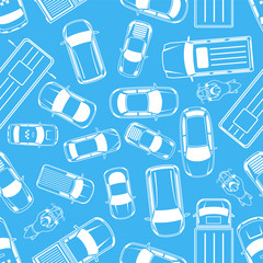 Vector blue pattern with cars