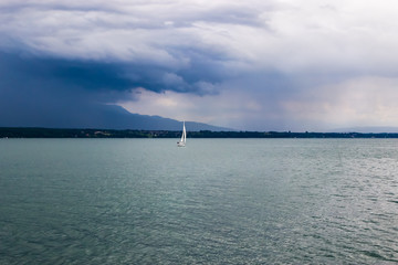 Single sailboat against sky