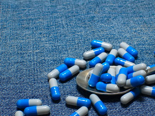 Spilled pills on the table