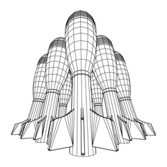Missile, nuclear bomb or mortar mine Wireframe low poly mesh vector illustration