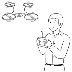vector set of man using drone
