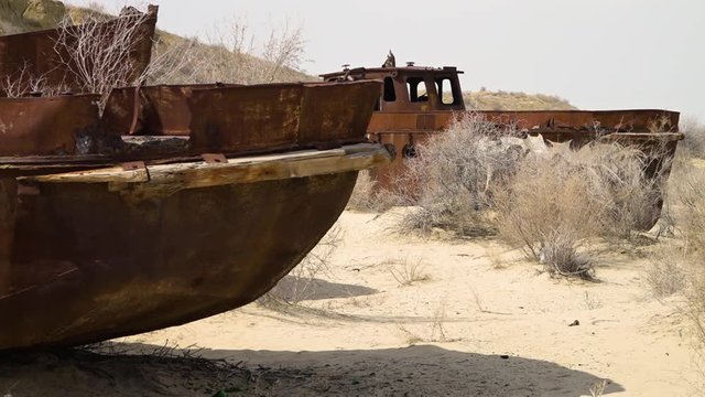 A scenic shot shipwreck from the Aral Lake.