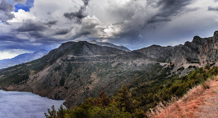 Mountains range with cloudy sky