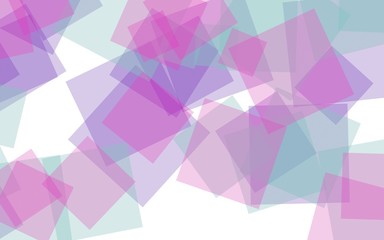 Multicolored translucent squares on white background. Pink tones. 3D illustration
