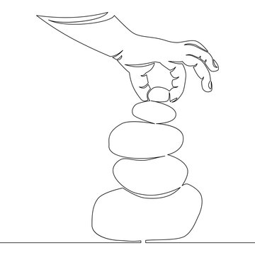 recommend clip art: One line drawing Zen rock balancing Vector