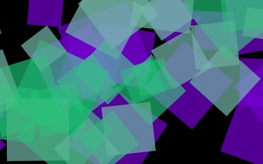 Fototapeta premium Multicolored translucent squares on dark background. Green tones. 3D illustration