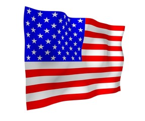 Obraz premium Waving flag of the United States of America. Stars and Stripes. State symbol of the USA. 3D illustration