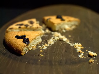 Delicious sliced large biscuits with raisins
