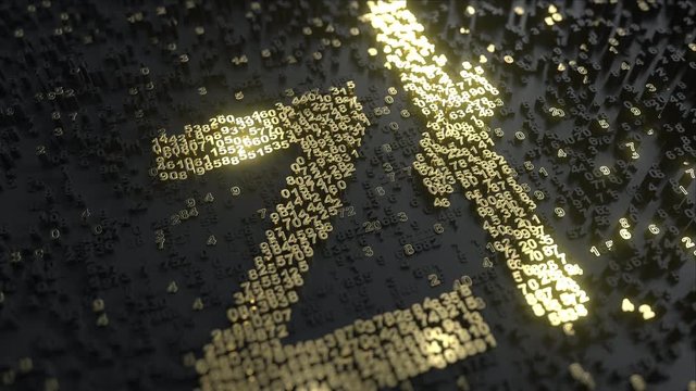 Polish zloty sign made of gold numbers. Conceptual 3D animation