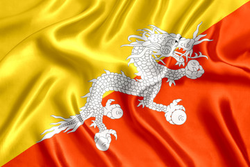 Flag of Butan Silk - obrazy, fototapety, plakaty