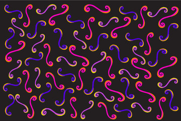 Abstract curved lines set as pattern on black background