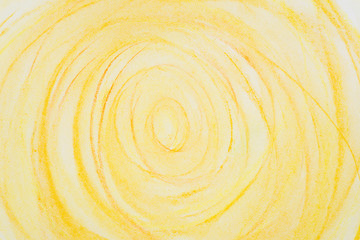 Fototapeta na wymiar yellow crayon circles on paper drawing bacground texture