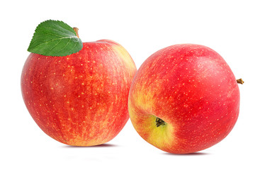Fresh red apple isolated on white background with clipping path