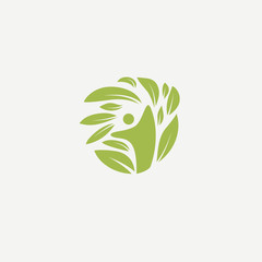 Abstract green leaf logo icon vector design. Landscape design, garden, Plant, nature and ecology vector logo