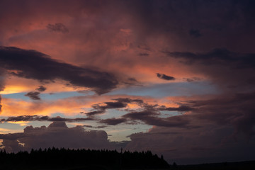 Beautiful pink clouds at sunset.
