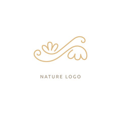 Obraz premium Campanula logo. Wedding floral icon. Luxury retro emblem. Cosmetics, Spa, Beauty salon, Decoration, Boutique vector logo.